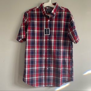 S Club Room Men’s plaid shirt sleeves buttons front shirts size S